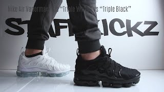 Nike Air Vapormax Plus Triple White vs Triple Black  On Feet Comparison [upl. by Aguayo]