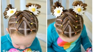 Cascading Weaved Elastics Little Girl Hairstyle [upl. by Borden]