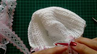 Crochet baby bonnet  crochet Loop stitch  PART 2 The bonnet [upl. by Alberto519]