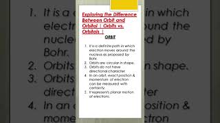 EXPLORING THE DIFFERENCE BETWEEN ORBIT AND ORBITAL  ORBITS VS ORBITALS  chemistryorbitorbitals [upl. by Thurmond]