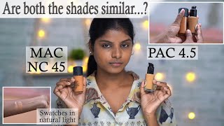 MAC NC45 vs PAC 45 foundation Both shades are same   Fondation for Dusky skin [upl. by Iorio]