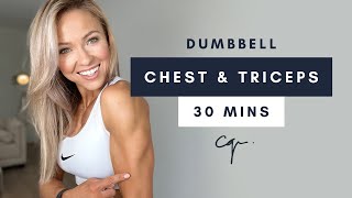 30 Min DUMBBELL CHEST amp TRICEPS WORKOUT at Home [upl. by Oigroig]