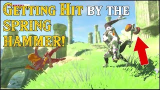 Getting Hit by the SPRING HAMMER BOING in Zelda Breath of the Wild DLC [upl. by Ynnus388]