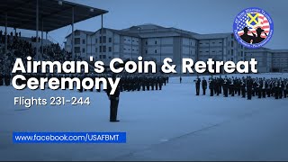 USAF BMT Airmans Coin and Retreat Ceremony Flights 231244  March 20 2024 [upl. by Aihtenak]