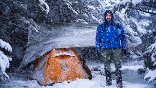 CAMPING in a Blizzard  Winter SNOWSTORM  Tent Camp in Heavy Snow [upl. by Salina442]