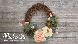 Easy Spring Floral Wreath  Michaels [upl. by Midge]