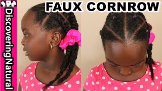 HOW TO FAKE CORNROWS NATURAL HAIR naturalhair kidshairstyles  Sensitive Scalp Tender head [upl. by Decato]