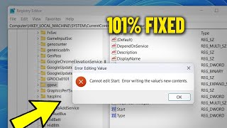 Cannot Edit Error writing the values new contents in Windows 111087  How To Fix Regedit Error ✅ [upl. by Sorel445]