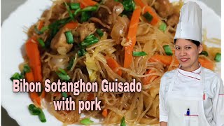 Pancit bihon guisado with pork panlasang pinoy  Joy Yanson [upl. by Tingey33]