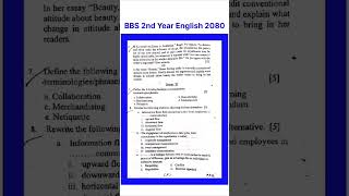 Bbs 2nd year English Question paper 2080 ❤️😍 Business Communication bbs 2nd year question paper 2080 [upl. by Kenley337]