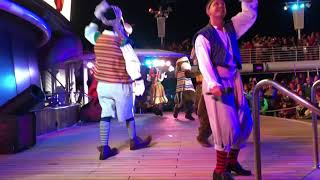 Pirate night on the Disney Cruise Wonder and Mickey Mouse pirate show [upl. by Langsdon437]