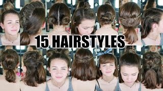 15 Heatless Hairstyles for SHORT hair BACK TO SCHOOL [upl. by Elberfeld]