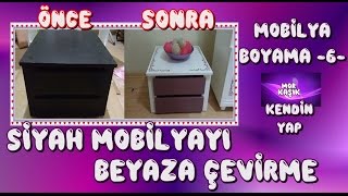 Mobilya boyama 6 siyah renkten beyaza mobilya boyama How To Paint Old Furniture [upl. by Galang]