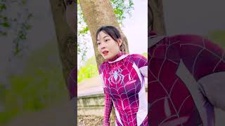 Alpha Hero uses Captains shield to rescue Spider Girl from Bad Guy short spiderman alphahero [upl. by Rodrick]