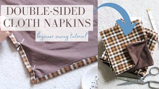 How to Sew Double Sided Cloth Napkins  Beginner Sewer Tutorial [upl. by Fortunio812]