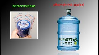 Auto 5 Gallon Cap Labeling Machine Water Bottle Shrink Sleeve Applicator [upl. by Jacquet]