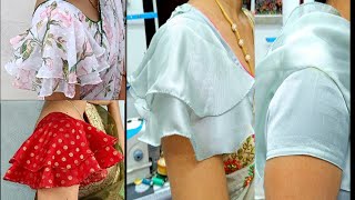 Designer Blouse Back neck design And Umbrella Sleeves cutting and stitching  Full Blouse Stitching [upl. by Treblihp]