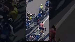 Peloton Crash MilanoSanremo 2024 Visma [upl. by Nohs]