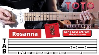 Rosanna  Toto  Guitar CoverLesson  TAB  IntroVersePreChorusChorusSolo  Playthrough [upl. by Leur]