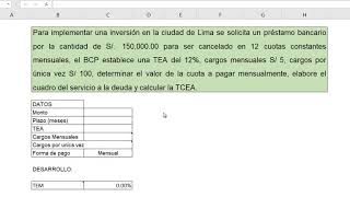 TASA DE COSTO EFECTIVA ANUAL TCEA CUOTA EL CUADRO DEL SERVICIO A LA DEUDA [upl. by Kcirdla]