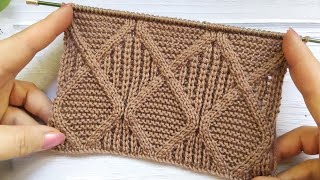 Diamond Knitting Pattern  Rautenmuster stricken  Punto Rombi ai ferri  Point Losanges au Tricot [upl. by Netsrak]