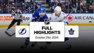 Lightning at Maple Leafs  October 21 2024  NHL Full Game Highlights [upl. by Tench]