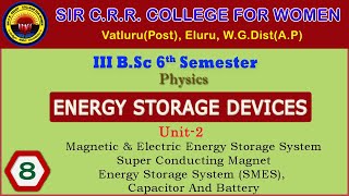 8 BSc 36  Energy Storage Devices  Unit 3  Magnetic amp Electric Energy Storage System  SMES [upl. by Ybeloc]