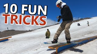 10 Fun Snowboard Rail Tricks in Slow Motion [upl. by Halludba]