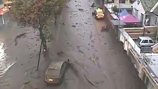 Security camera footage captures deadly flood in Quito  AFP [upl. by Krenn]