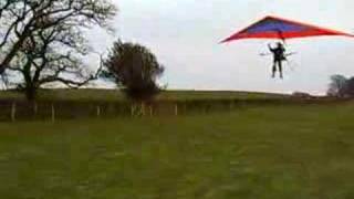 Foot launch powered hang glider nil wind landing [upl. by Anirres]