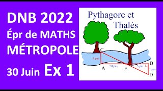 BREVET Maths 2022 MÉTROPOLE Corrigé de Ex 1 Géométrie classique [upl. by Allis258]