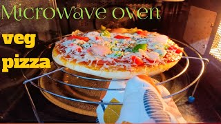 Readymade base Pizza Recipe in IFB microwave l veg Pizza recipe in microwave oven l easy recipes [upl. by Adelina]