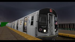 OpenBve Quicky R143 Siemens L Train arriving and departing Atlantic Av [upl. by Aihsiek482]