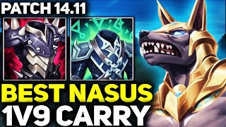 RANK 1 BEST NASUS IN THE WORLD 1V9 CARRY GAMEPLAY PATCH 1411  League of Legends [upl. by Ettenim957]