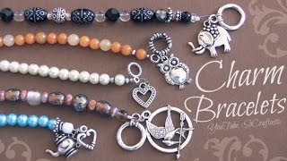 DIY Beaded Charm Bracelet with wire crimp beads amp clasps ♥  SoCraftastic [upl. by Torto59]