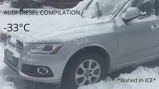 Full Audi extreme DIESEL cold start compilation 33C and more TDI engines [upl. by Kcirneh]