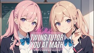 twins tutor you at math ASMR  whispering soft rain pencil writing [upl. by Yedsnil]