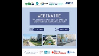 WEBINAIRE​  Valoriser les eaux de pluie dans les opérations de résidentialisation​ [upl. by Emmalynn]