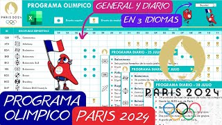 Juegos Olímpicos PARIS 2024🔥Calendario en Excel✅General y diario Multiilingue [upl. by Ltihcox]