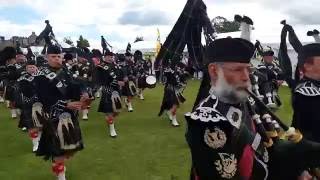 2016 Aboyne Highland Games  Arrival of the massed pipe bands to the highland games [upl. by Gemperle]