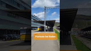 Postauto beim Bahnhof Baden Kanton Aargau Schweiz 2023  shorts [upl. by Nnahoj]