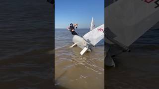 Laser sailing maneuvers Tacking and Gybing Light wind in standard sailing boat lasersailing [upl. by Bricker]