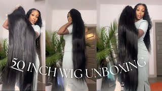 50 INCH WIG UNBOXING FULL 13X6 LACE FRONT HUMAN HAIR ALIEXPRESS WIG SUPER THICK [upl. by Maurita671]