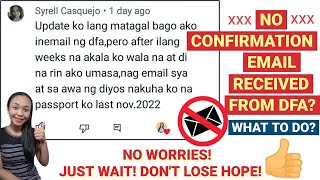 WALANG EMAIL NI DFA AFTER MAGBAYAD🤔  NO CONFIRMATION EMAIL FROM DFA  PASSPORT APPLICATION  DFA [upl. by Eimarrej]