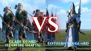 WARHAMMER III Total War  Glade Guard Starfire Shafts VS Lothern Sea Guard [upl. by Westberg107]