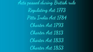 INDIAN HISTORY CHARTER ACTS  17731853 [upl. by Akiner]