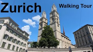 Switzerland Zurich  Polybahn Niederdorfstrasse Grossmünster Limmat River walking tour [upl. by Oiramej348]