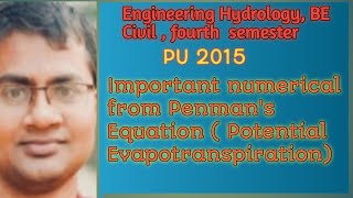 Engineering Hydrology Penmans Equation Potential Evapotranspiration Daily consumptive use PET [upl. by Thar662]