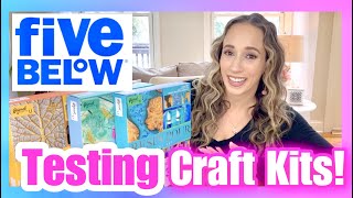 TRYING FIVE BELOW CRAFT KITS  DIY FOIL LEAF ACRYLIC PAINT POUR RESIN DIY DECOR [upl. by Sacttler]