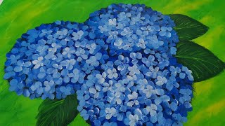 Hydrangea Flower Painting  Easy Flower Painting  How to paint Hydrangea  Acrylic Painting [upl. by Esinrahc]